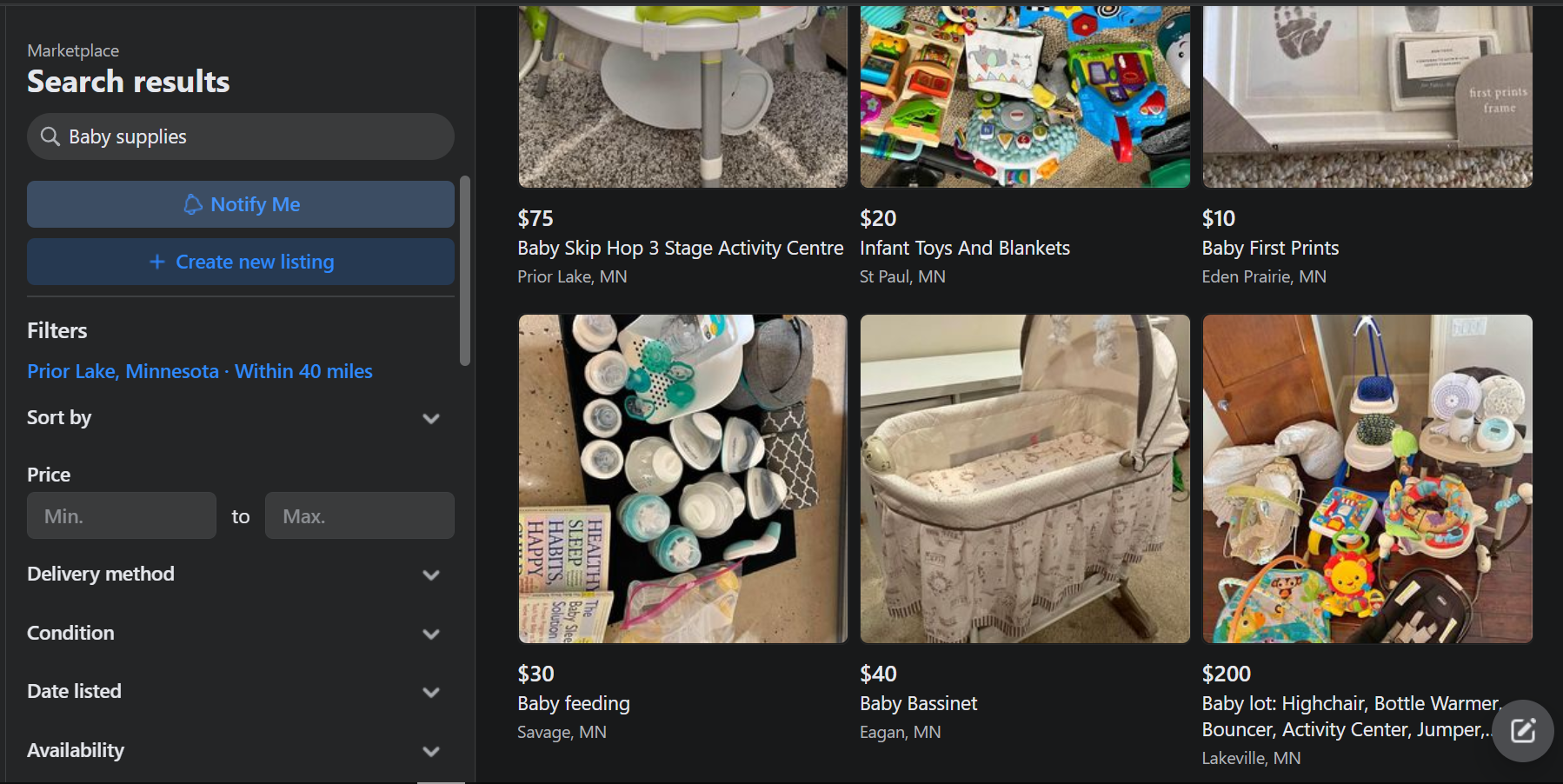 Baby suppliers on Facebook  marketplace